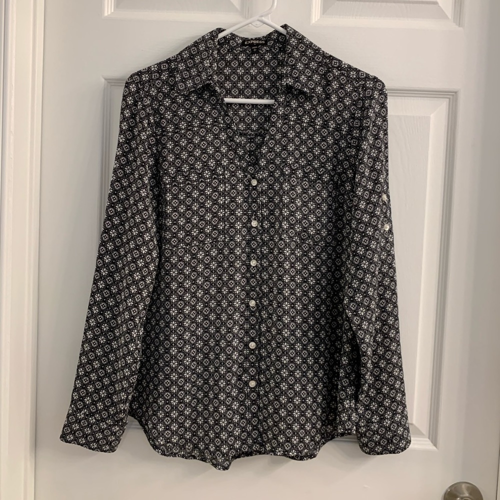Express Women's Black w/ Pattern Button